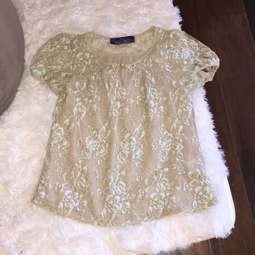 Tan Floral Lace Top